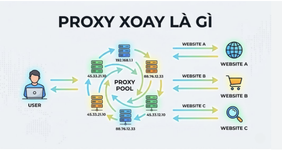 mô hình hạ tầng proxy xoay rotating proxy